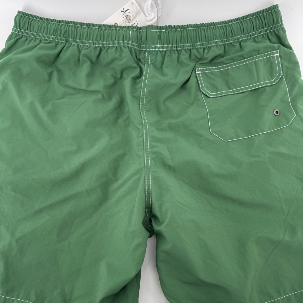 Alan Paine Swim Shorts Mens XL Green Reston Plain Long Contrast Stitch NWT - Picture 2 of 7